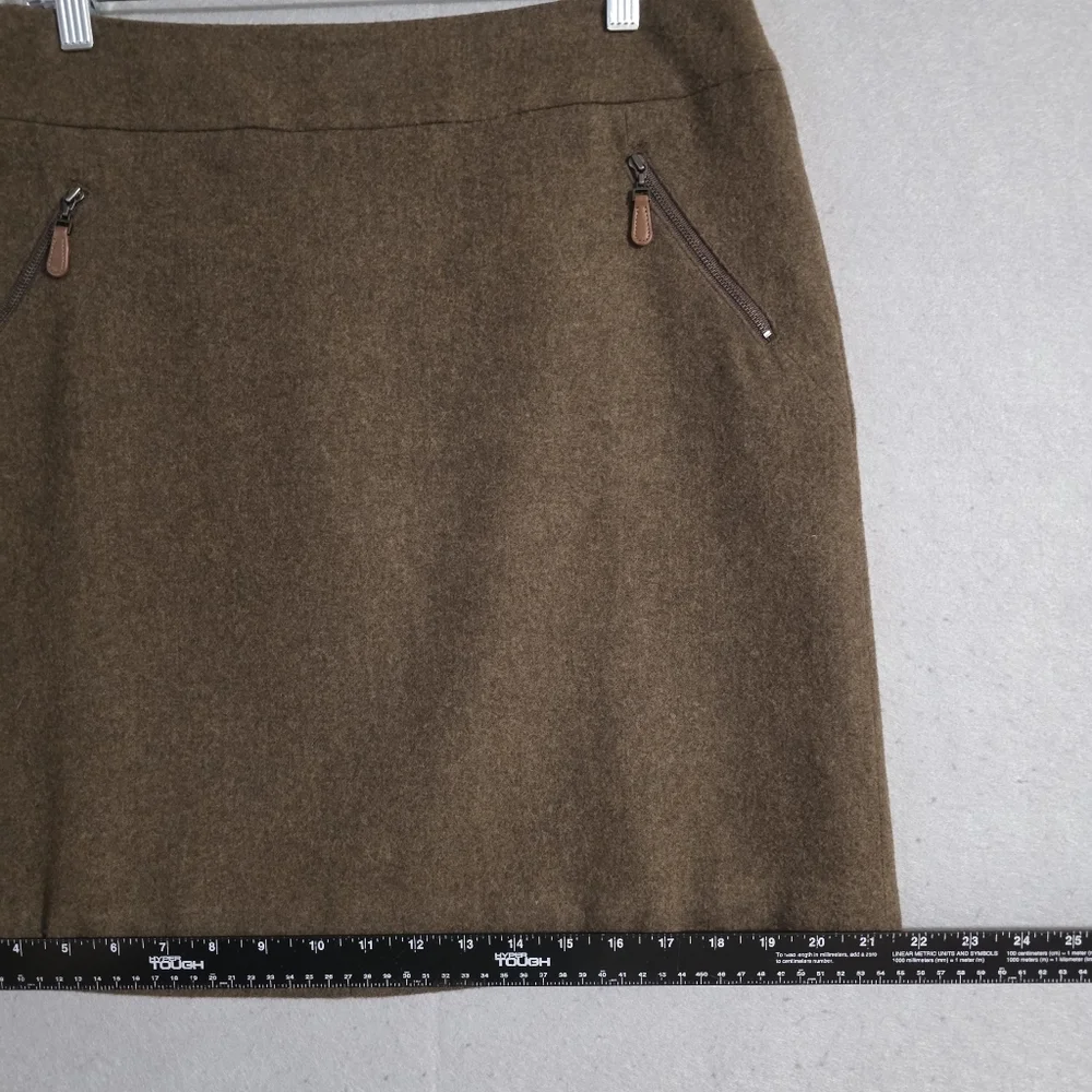 Talbots Petites Womens Brown Wool Blend Lined Pencil Skirt Size 12P